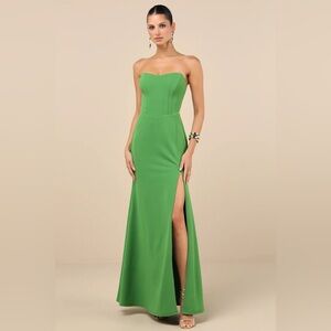 Lulus Passionate Admiration Green Strapless Bustier Maxi Dress - Size S